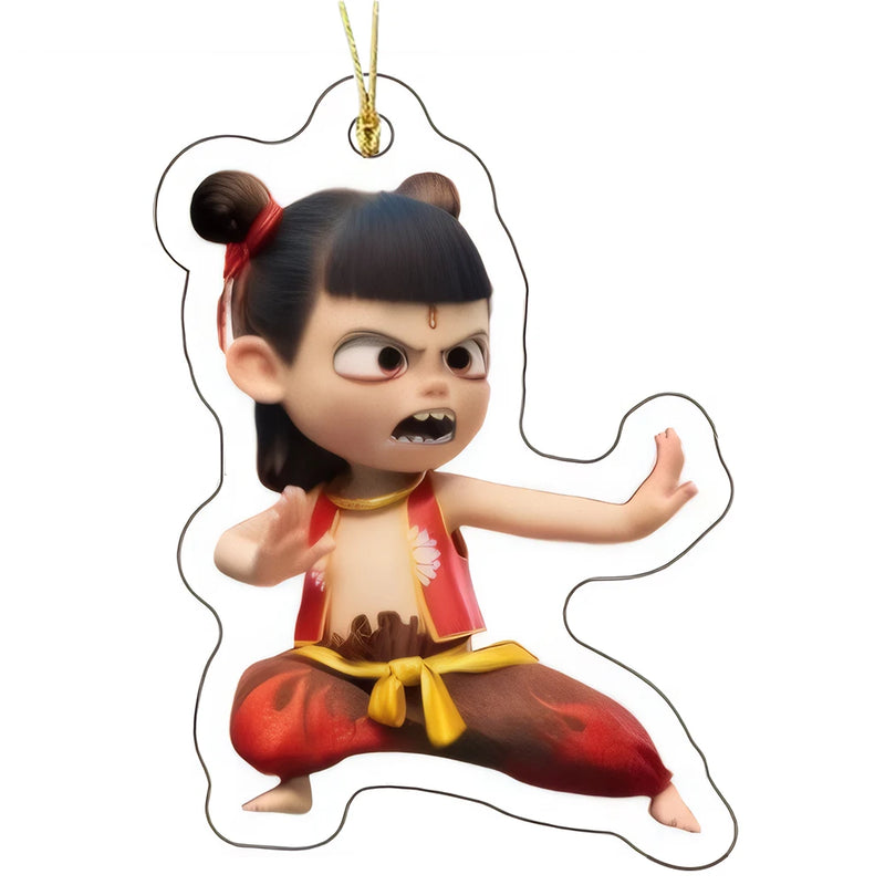 Nezha Ao Bing Anime Keychain Action Figures PVC/Acrylic Car Key Chain Ring Mini Figure Model Schoolbag Pendent Toy Kids Toy Gift