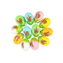 12pcs Plastic Painted Easter Eggs Hanging Ornament DIY Easter Egg Pendant For Home tree Decoration Happy Easter Party Kids gift