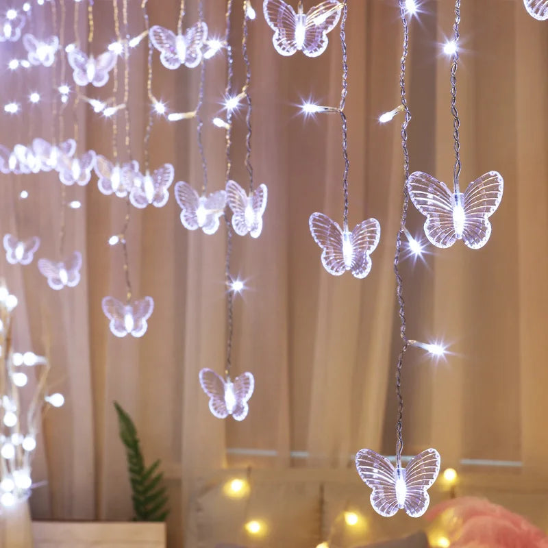 3.5m Butterfly LED STRING Strip Festival Holiday Icicle Curtain LIGHTS CHRISTMAS WEDDING Lamps 100SMD 110V/220V EU/US/ Plug