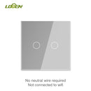 Logen Double-touch Switch 1/2/3Gang 2 Way Stair Switch EU Standard Need't Neutral Wire Glass Panel Wall Switch Stair Switch