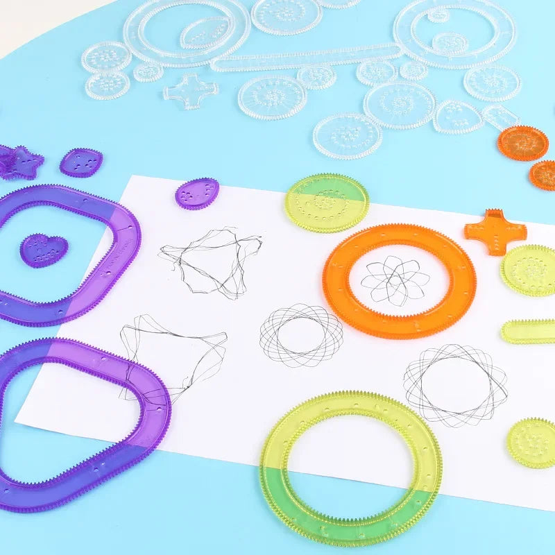 Funny Interlocking Gears Wheels Spirograph Drawing Toys Set Creative Educational Toy for Children Painting Drawing Accessories