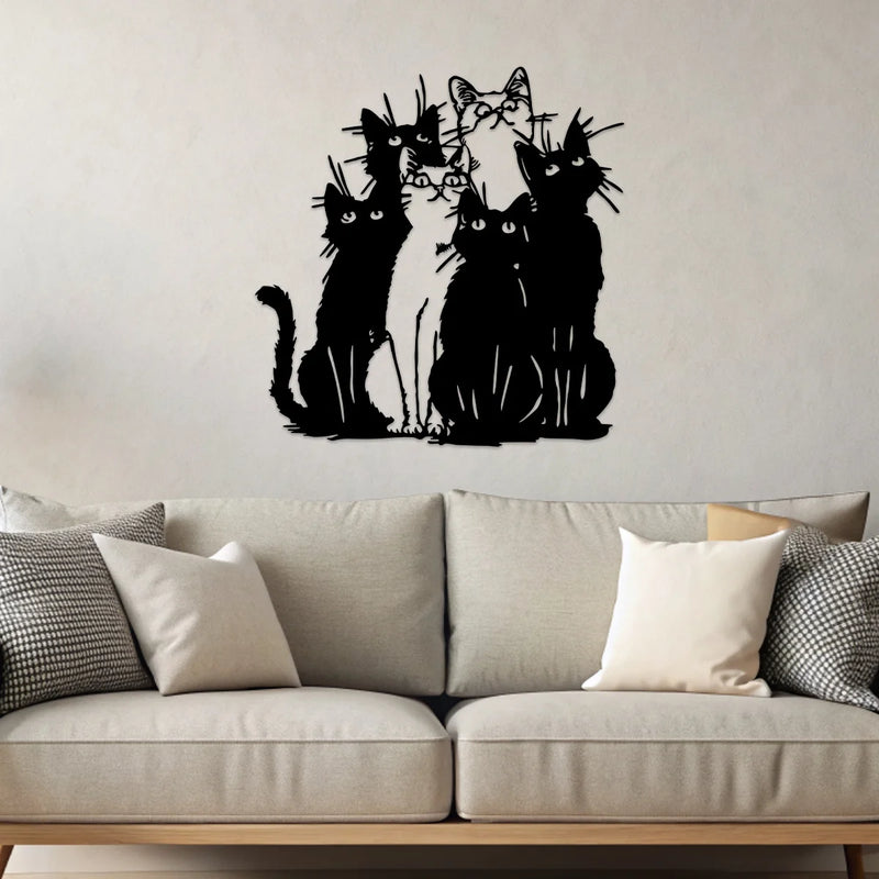 1pc Playful Black Cat Metal Wall Art - Ideal Gift for Cat Enthusiasts, Contemporary Style for Thanksgiving & Christmas Decor