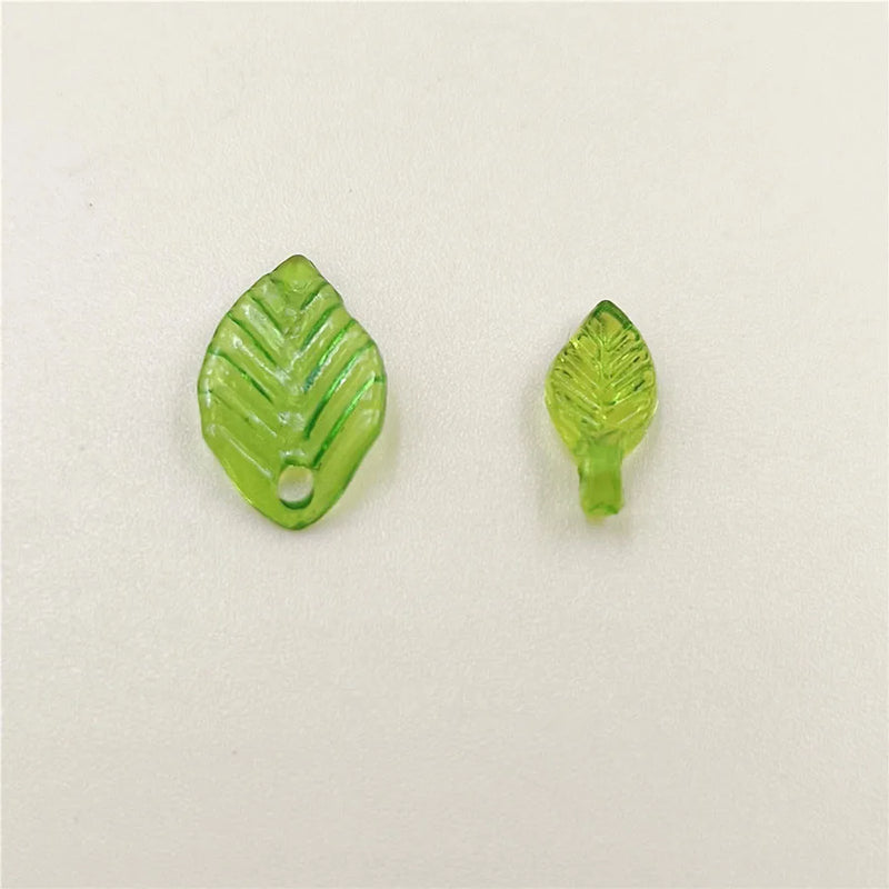 100Pcs Acrylic Green Leaf Pendant Fashion DIY Handmade Accessories Beads Ornament Materials Earring Jewelry Making