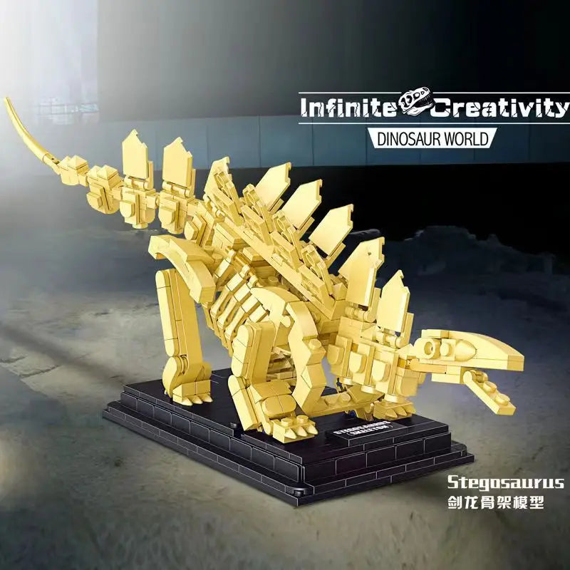 Jurassic Dinosaur World Series T-rex Mosasaur Triceratops Skeleton Building Blocks Fossil Model Bricks Figure Dino Toys Kid Gift