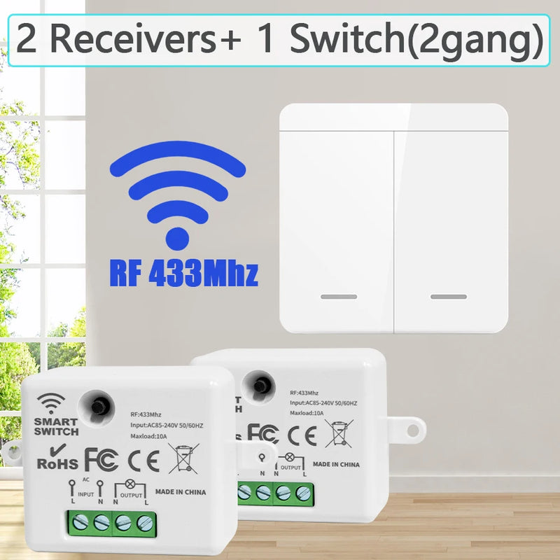Wireless Light Wall Switch RF 433Mhz Remote Control 1/2/3Gang Interruptor Smart Lighting Switch For Lamp LED 10A 110V 220V