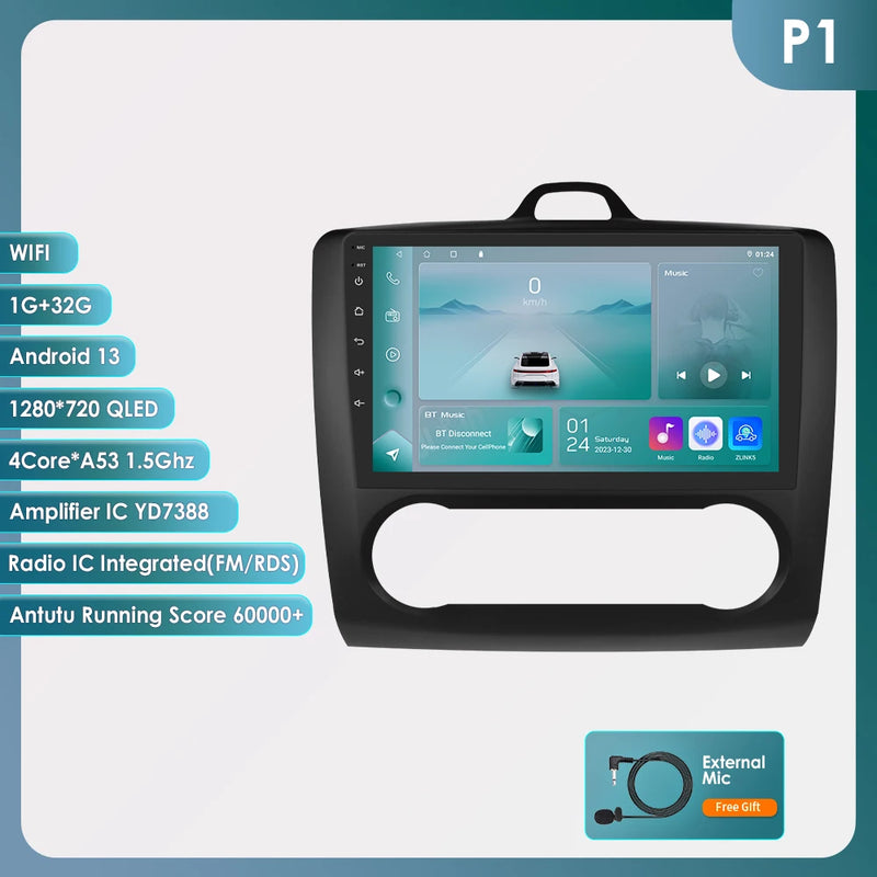 2Din 360Camera Android13 Car Radio For Ford Focus 2 Mk2 2004-2011 Car Multimedia Player Intelligent Screen autoradio Carplay SWC