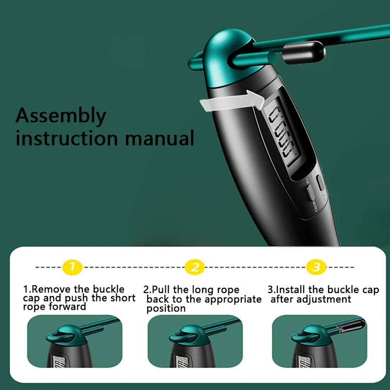 1 set of steel wire rope counting skipping rope cordless weight-bearing skipping rope weight loss fitness equipment sports equip