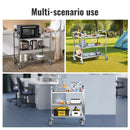 SucceBuy Stainless Steel Cart 3/2/1 Layers Lab Utility Cart Medical Cart w/ Lockable Universal Wheels for Clinic Kitchen Salon