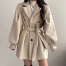 Plus Size New Korean Style Autumn/Winter Elegant Petitesuit Collar Medium-Length Woolen Women's Overcoat Jacket Fashionable M...