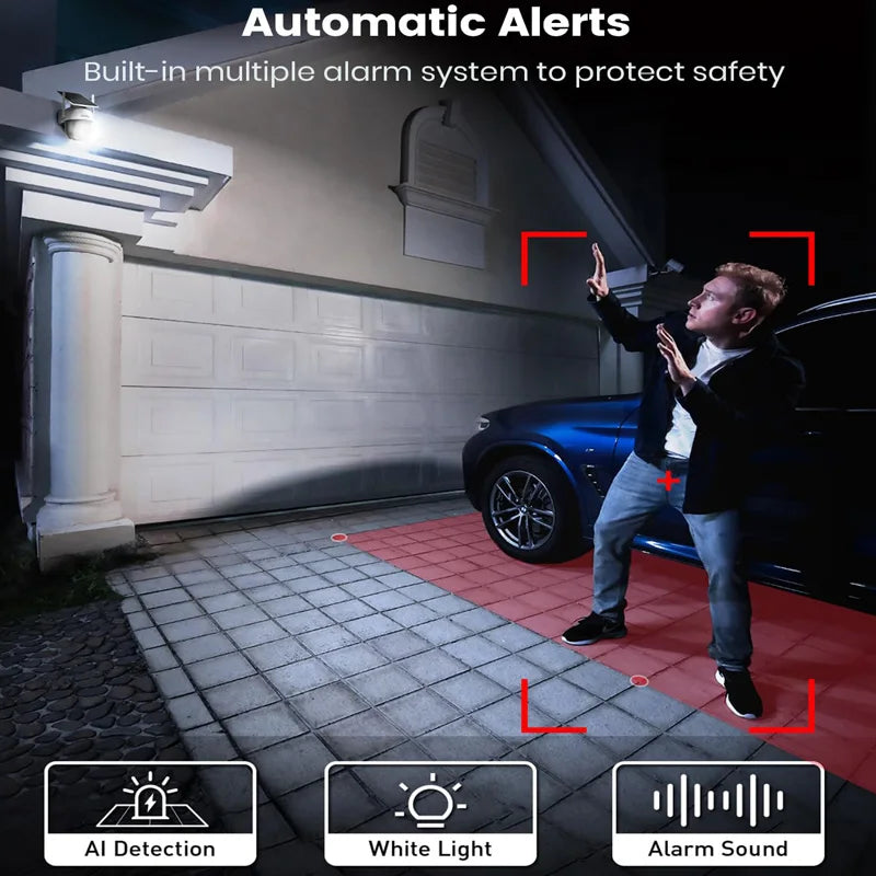 AOSU 3MP 100% Wire-Free Solar WiFi Camera 5000mAh Battery Two-way Audio Security Camera Wireless Solar Panel PTZ CCTV Camera