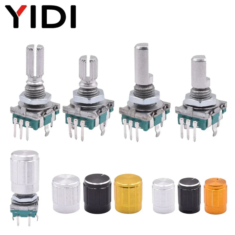 5/10pcs 20 Position Incremental 360 Rotary Encoder Knob Button Switch EC11 Arduino Digital Potentiometer 15/20mm Plum Half Shaft