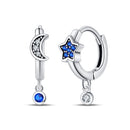 New 925 Silver Color Earrings Butterfly Firefly Ladybird Cactus Chameleon Star Double Hoop Earrings Fashion Party Unique Jewelry