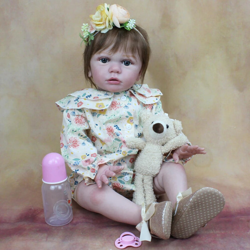 60CM 3D Skin Visible Veins Reborn Baby Girl Finished Tayra Doll Cloth Body Toy Soft Silicone Princess Toddler Alive Bebe