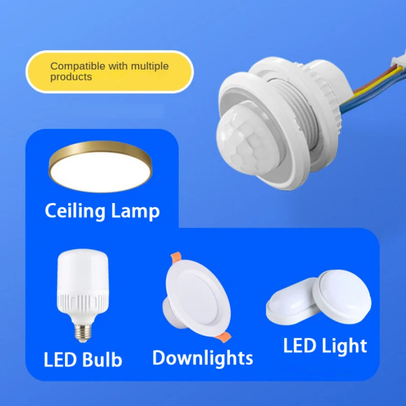 Muunnn AC85V-265V LED PIR Adjustable Delay Embedded Human Body Infrared Detector Infrared Motion Sensor Detector Switc