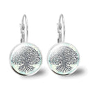 Popular Jewelry Glass Pendant Alloy Earrings Tree of Life Earrings Simple Jewelry, Fashionable and Versatile Temperament Gifts