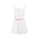 Suninheart Summer White A Line Dress Elegant Spaghetti Strap Bodycon Party Dresses Casual Ruched Holiday Dress Women 2023