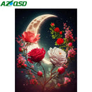 AZQSD 5d Diamond Painting Moon Landscape Full New Embroidery Rose Flower Home Decoration Diy Crafts Needlework Rhinestones Gift