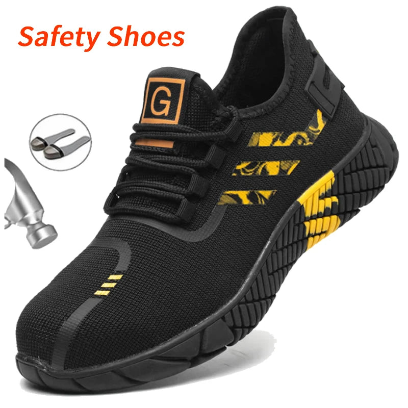 Work Sneakers Men Safety Shoes Construction Steel Toe Work Shoes Safety Boots Men Shoes Anti-Puncture Working Summer Kevlar