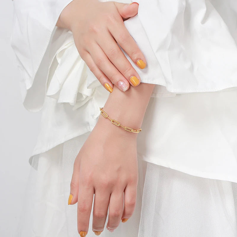 ORSA JEWELS 6mm 9mm 12mm Sizes Paperclip Link Chain Necklace 925 Sterling Silver 14k Gold Chain Man Woman Necklaces as Gift SC39