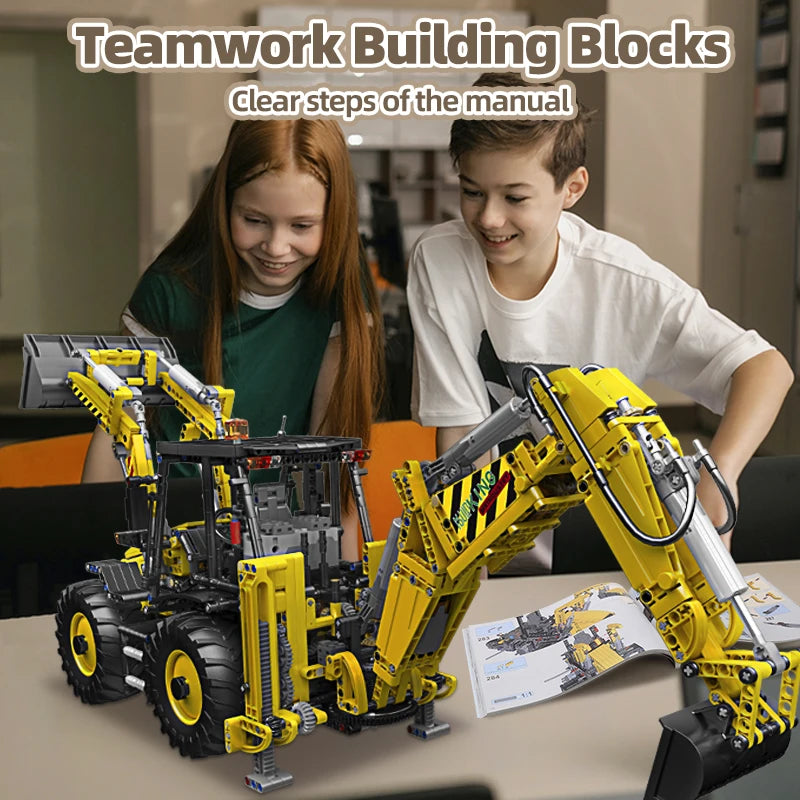 Mould King 17036 Technical Car Toys The MOC-86258 Backhoe Loader Model Assembly Engineering Building Block Kids Christmas Gift