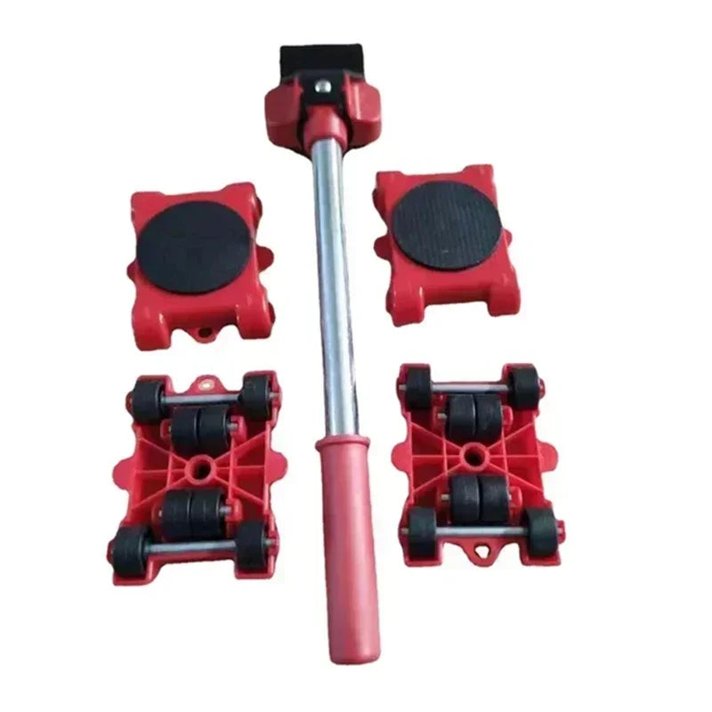 5Pcs/set Furniture Mover Tool Set Heavy Stuffs Moving Roller with Bar Furniture Mover Lifter with Wheel Professional Moving Tool