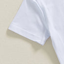 Toddler Boy s Summer Set Short Sleeve Crew Neck Tee with Striped Overall Shorts Cute Baby Boy Outfit for Warm Weather