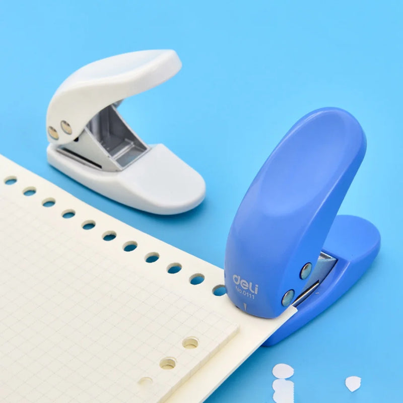 DELI Mini Paper Punch Portable Size 1 Hole Punch Machine 6mm 10 Sheets Office School Supplies