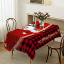 Red black plaid elk table cloth Sleigh snowman table cloth Christmas party table cloth end table tablecloth New Year decorations