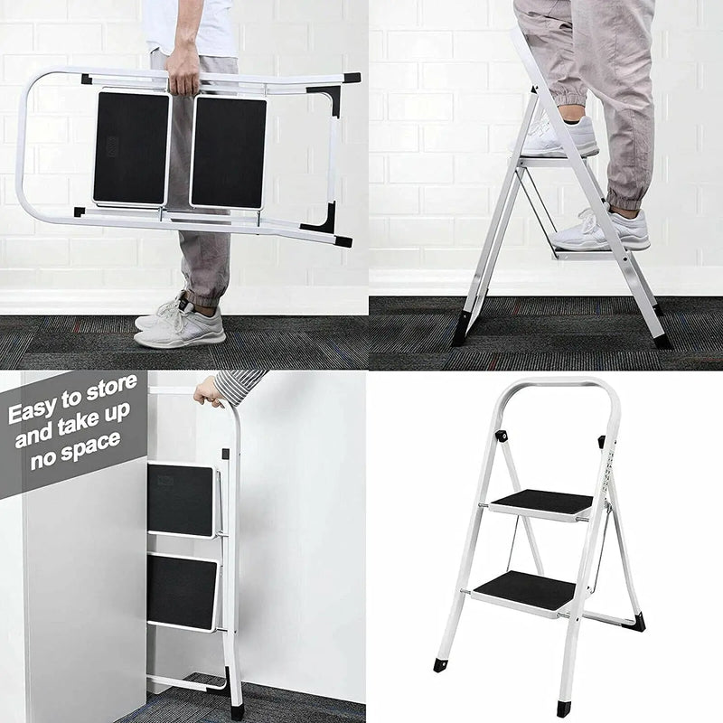 DayPlus Safety Folding Step Stool 2-4 Step Ladder Portable Foldable Stepladder Anti Slip Feet  for Indoor Outdoor Home Office