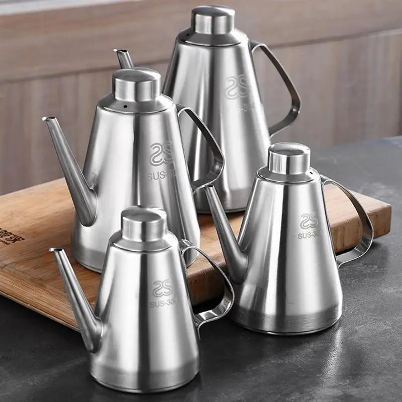 Oil Bottle Dispenser Vinegar Olive Pot Sauce Container Can Storage Drizzler Kitchen Cooking Bottles Pourer Stainless Jar