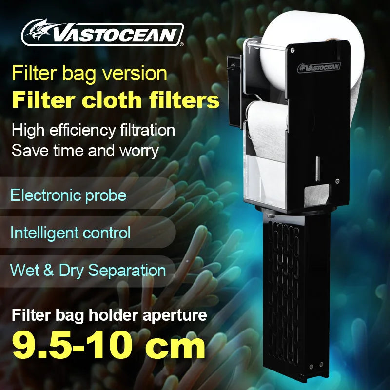 VASTOCEAN Filter Bag Version Fish Tank Filter Cloth Filter Paper Roller Automatic Wet & Dry Separation Explosion Proof Punching