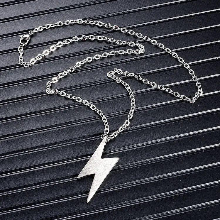 Retro Lightning Pendant Necklace For Men Gold Black Silver Color Necklaces Bolt Thunder Flash Charm Male Jewelry