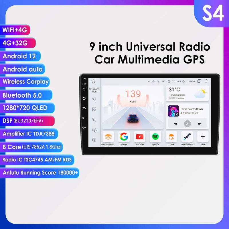 2din Android 13 Auto Car radio Universal Multimedia Video Player GPS Navi Audio Stereo  4G WIFI Carplay Screen Head Unit SWC FM