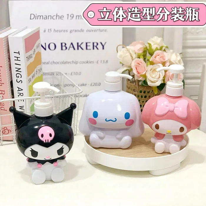 Kawaii Kuromi My Melody Cinnamoroll Cartoon Push-Type Lotion Bottle Anime Sanrio Girly Heart Cute Shampoo Body Wash Bottles