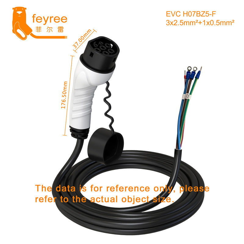 feyree 32A 8KW EV Charger Plug Type2 Cable 16A 1Phase Car Charging Station 3Phase 11KW 22KW IEC62196-2 Cord for Electric Vehicle