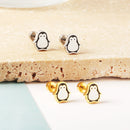 LUXUSTEEL Lovely Coloful Animal Stud Earrings For Girls Stainless Steel Anti-allergy Rabbit Penguin Dog BFF Jewelry Gifts