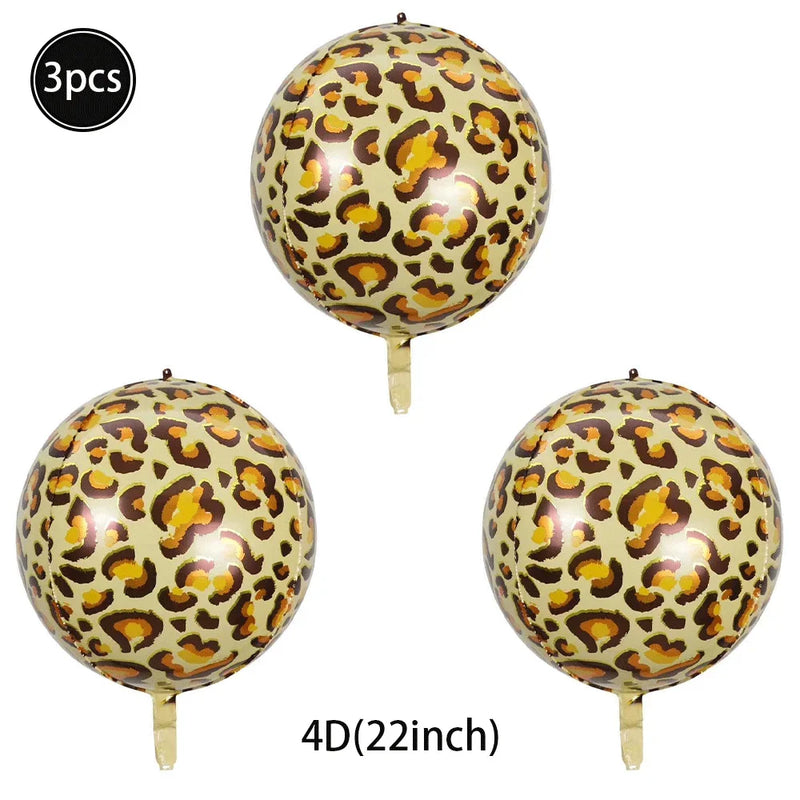 Jungle Safari Birthday 32Inch 1-9 Numbers Leopard Foil Balloon Land Animal Tiger Zebra Giraffe Disposable Tableware Party Decors