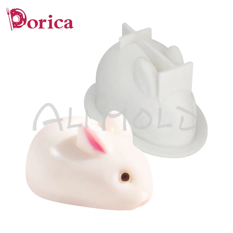 6 Holes Rabbit Easter Silicone Mold Single 3D Bunny Cake Mould Handmade Soap Candle Model Mousse Cake Decorating Tools Bakeware