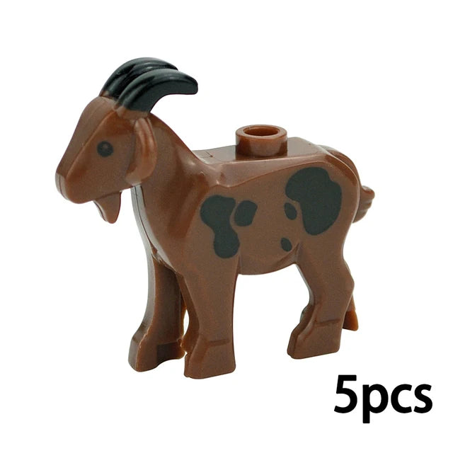 MOC City Animal Zoo Fram Accessories Building Block Figures Goat Sheep Eagle Owl Panda Parrot Seagull Penguin Bricks Toy Gift