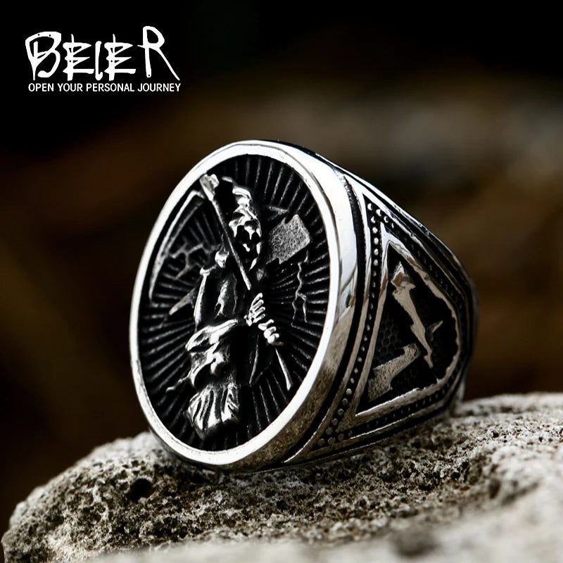 Beier 2022 New Designs 316L Stainless Classic Hell Skull Grim Reaper Men's Ring Punk Party High Quality Jewellery LLBR8-143R