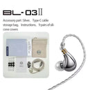 BLON BL03 II 10mm Dual-Chamber Dynamic Driver IEM Hifi Music Earphones with 0.78mm 2-Pin Detachable Cable Compatibility