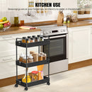 3/4 Tier Storage Trolley with Wheels, Rolling Cart with Hooks, Easy Assembly, for Bathroom, Kitchen, Office, Black/White