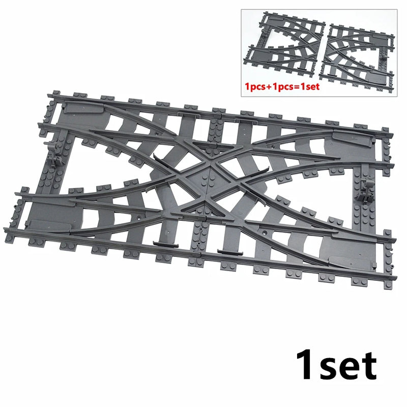 City Trains Train Track Rail Bricks Model  Toy Soft Track& Cruved& Straight for Kids Gift Compatible All Brands Railway Leduo