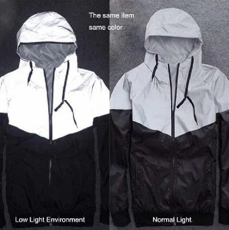 New Night Men Patchwork Reflective Jacket Hip Hop Party Dancer Casual Waterproof Windbreaker Men Coat Trend Brand