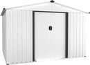 6X8 Ft Outdoor Storage Shed, Metal Shed Kit With Double Doorknobs And Air Vents, Double Sloping Roof Garden Shed, Galvanized