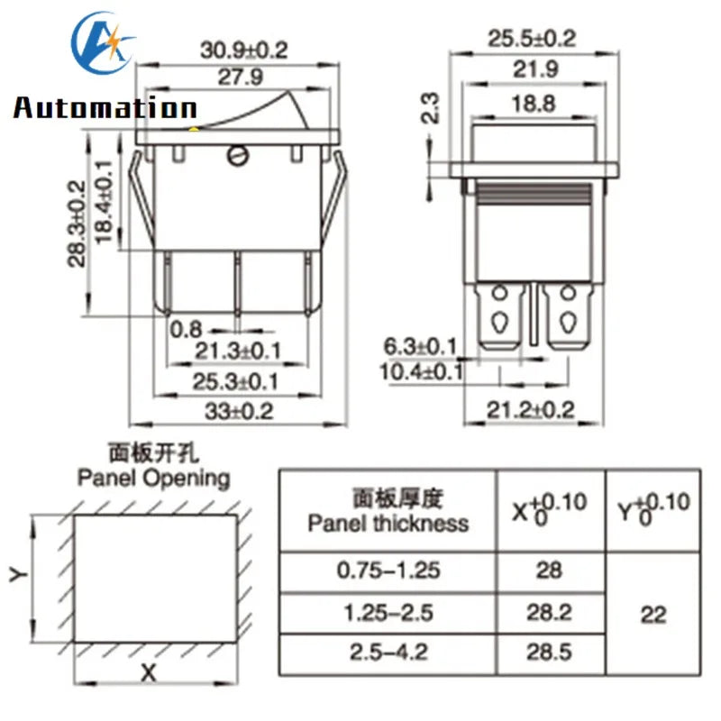 1pcs Latching Rocker Switch Power Switch I/O 4/6 Pins With Light 16A 250VAC 20A 125VAC KCD4