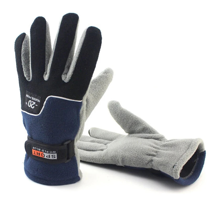 -20℃ Winter Warm Fleece Gloves Men Thermal Sports Cycling Snow Thick Gloves