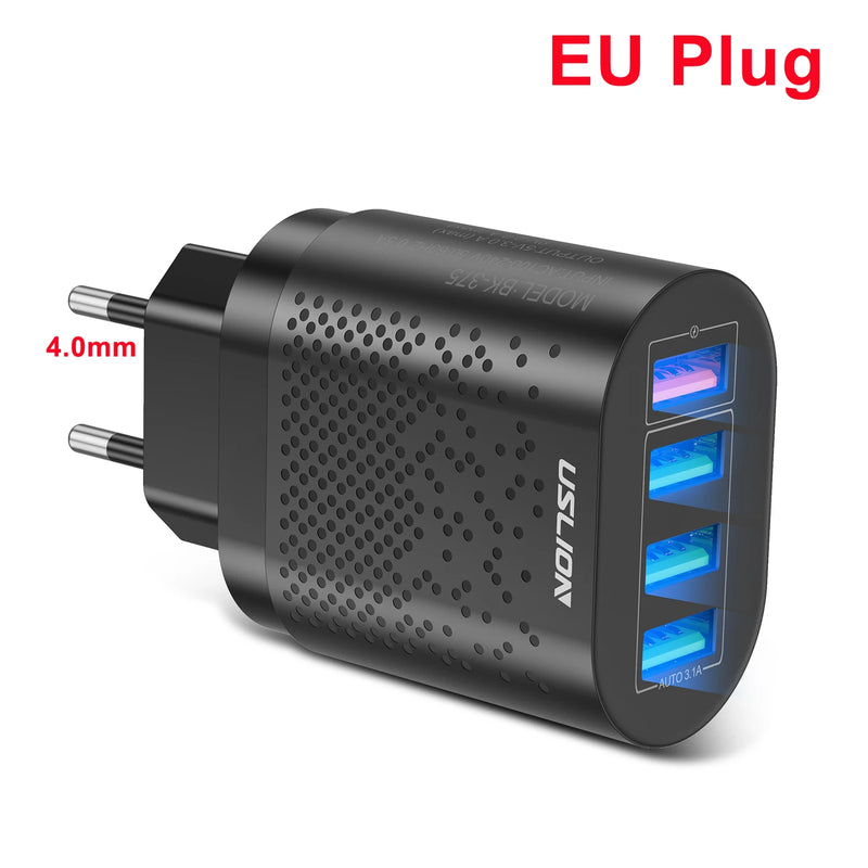 USLION 48W USB Charger EU KR AU Plugs USB Fast Charging QC3.0 Wall Charger For iPhone Samsung Xiaomi Mobile Phone Adapter Travel