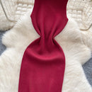 Half High Collar Summer Lace Up Sexy Short Dress Women Sleeveless Slim Sundress Knitted Mini Bodycon Dress Streetwear Outfit