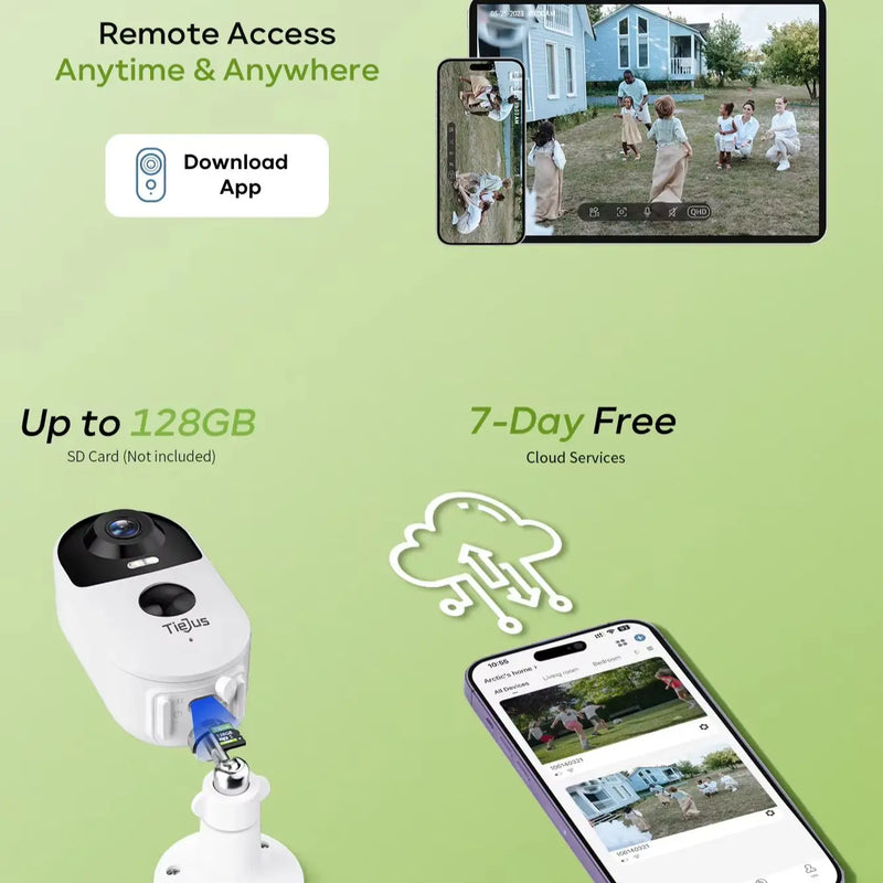 ZUMIMALL APP Security Wireless Outdoor  Battery Powered Cameras , 2.4G WiFi Color Night Vision/Siren/PIR